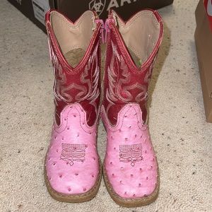 Roper Toddler cowgirl boots size 7 Pink Ostrich Print Square Toe